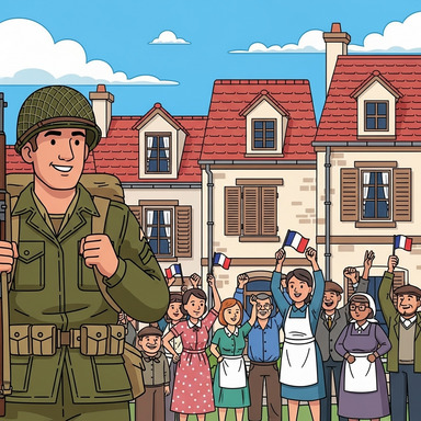 "Back in World War 2, your great-grandfather saved a French town all by himself!"