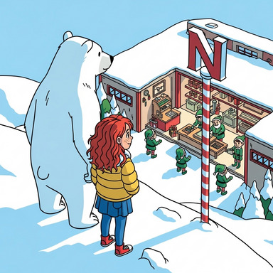 They soon reached Santa's Workshop. Hundreds of elves were busy working.