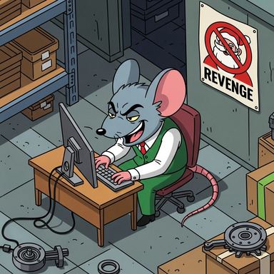 Marie peeked and saw where the voice came from. It was a mouse, and an evil-looking one!