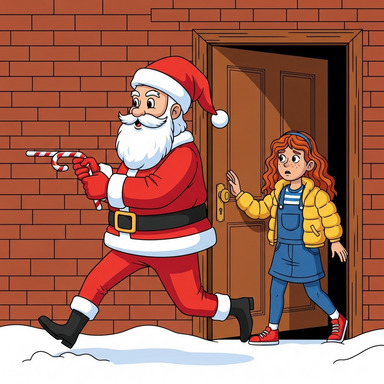 Santa jumped to action to try to buy them more time. Marie snuck out behind him.