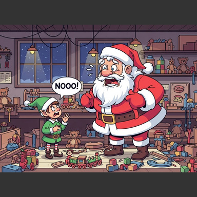 "Sven! Evacuate everyone!" Santa yelled at a nearby elf. "We can't defend against a tank but we can always rebuild later!"